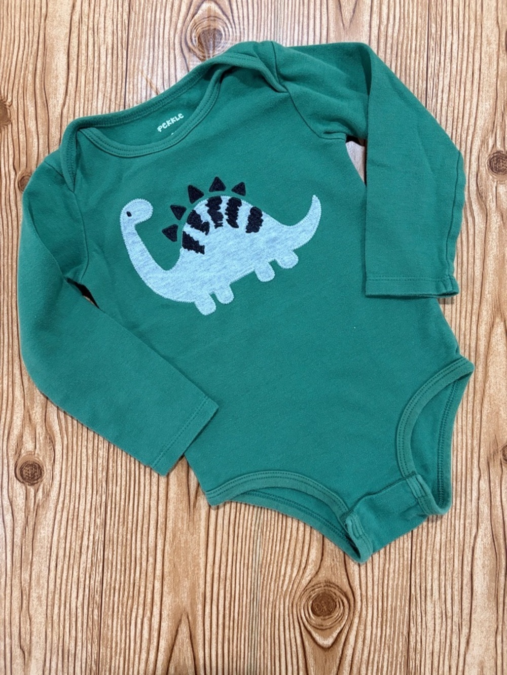 7/$20 Pekkle Green Baby Long Sleeve Bodysuit with Dinosaur Cotton 24 Month